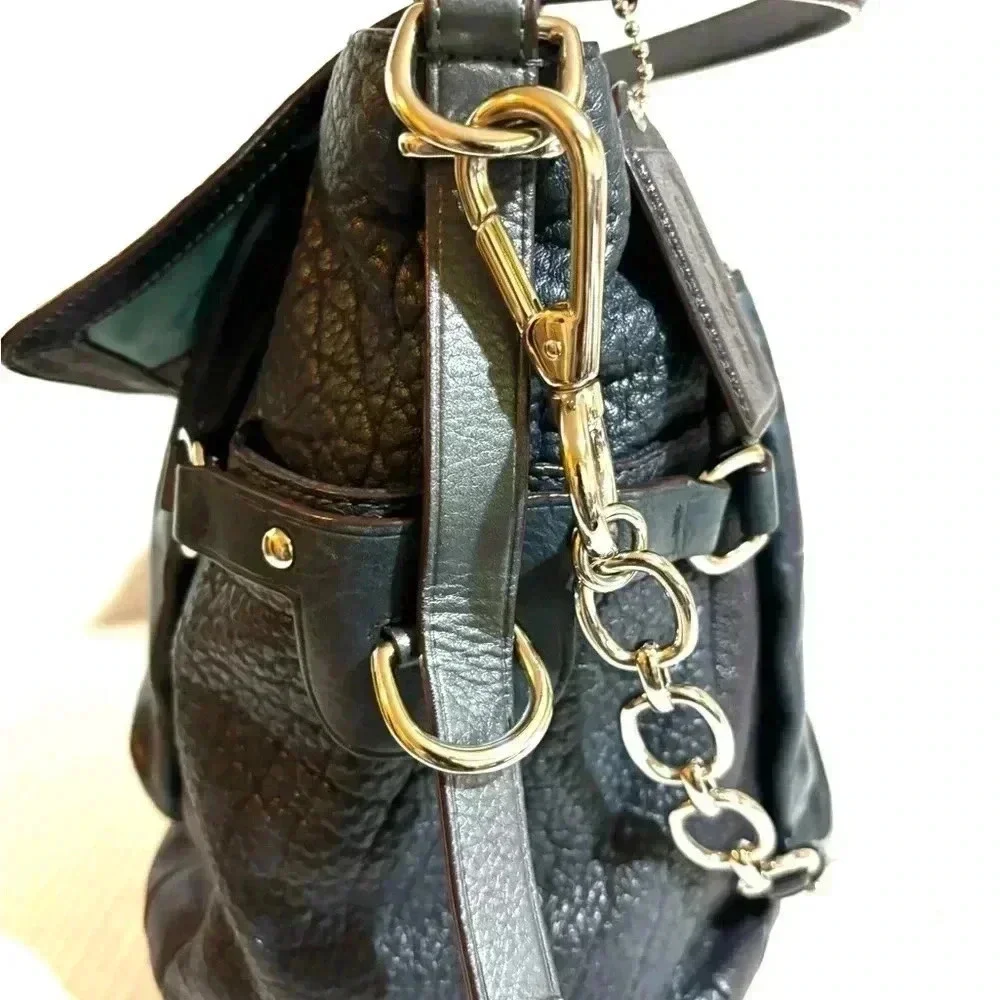 Coach pinnacle Eva lake navy blue leather leather shoulder handbag